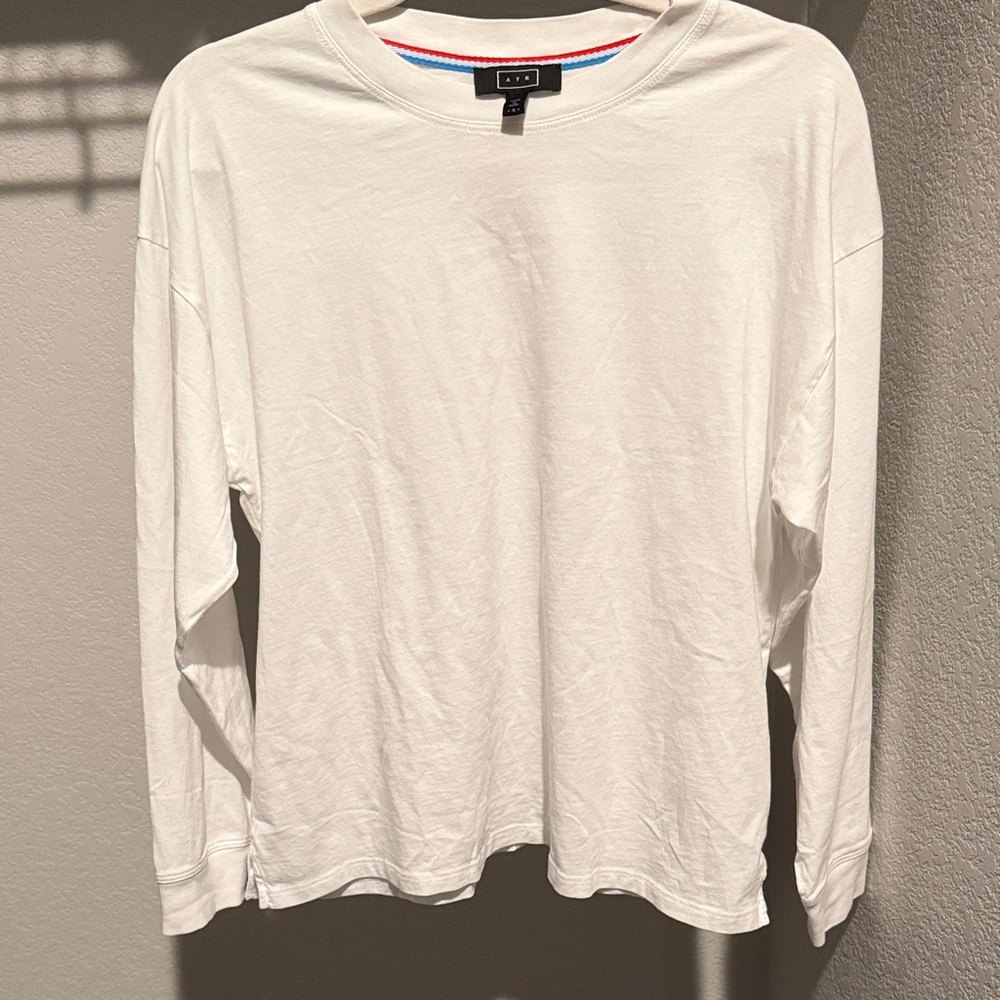 AYR White Long Sleeve Crewneck Tee